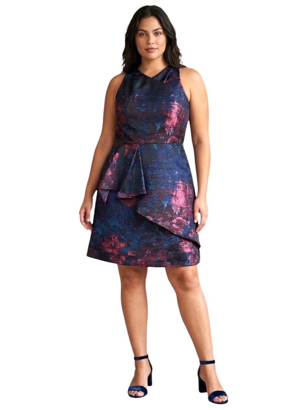 Kay Unger New York Jacquard A Line Jessie Cocktail Dress in Teaberry Size 12